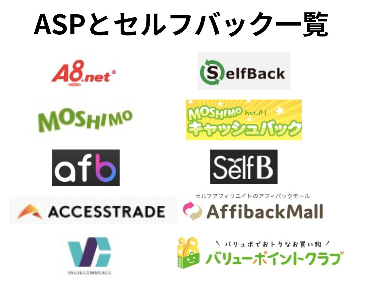 ASPとセルフバック一覧